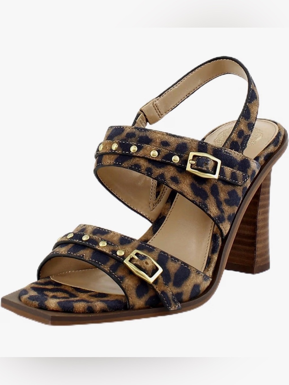Vince Camuto Ridena Leopard Print Studded Block Heel Sandal Size 7.5
